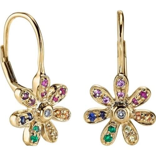 Personality 2020 Summer Fashion Simple Sun Flower Cute Drop Earrings Paved Rainbow Mini CZ Women Chic Jewelry Accessories Gifts