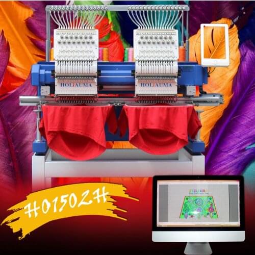 China 10 years service ! Two head computer embroidery machine high speed multi function hat t-shirt gamrment embroidery HO1502H