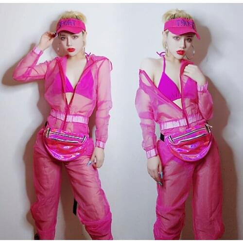 Jazz Dance Costumes Sexy Nightclub Pole Dance Clothing Women Transparent Bodysuit Gogo Dancers Performance Rave Outfit DCC819