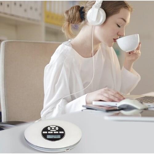 Round Style -CD Player Portable Headset HiFi Music Reproductor -CD Walkman Discman Player Rechargeable Shockproof Lecteur -CD