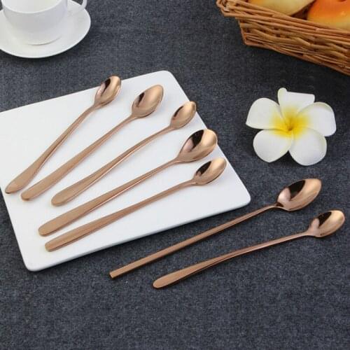 201 stainless steel household round head spoon thickened ice spoon coffee mixing spoon honey pointed head Spoon gift box