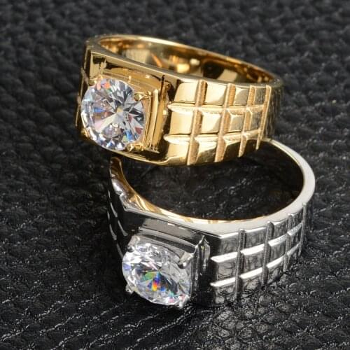 Material: Stainless steel Engagement Ring 5A White Cubic Zircon Super Flash Rhinestone Wedding Band CZ Jewelry Drop Shipping