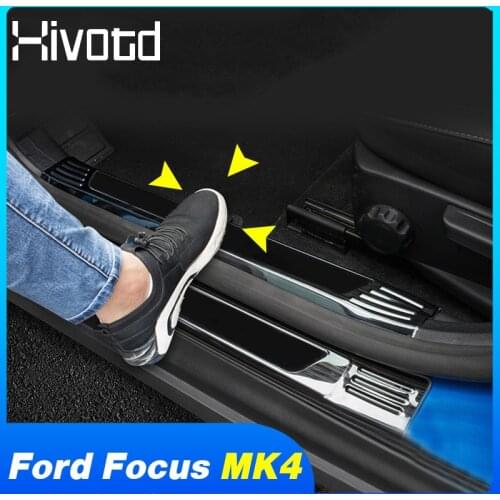 Stainless Steel Door Sill Pedals Cover Scuff Plates Guard Protector Car Styling For Ford Focus Mk4 St Line 2019 2020 Accessories