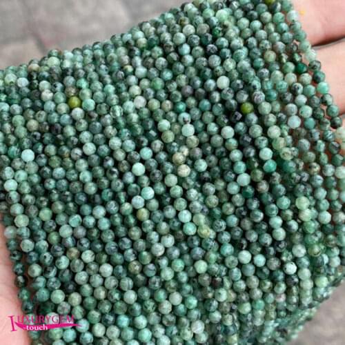 Natural Emeralds Stone Loose Small Beads High Quality 2.5/3/4mm Faceted Round Shape DIY Gem Jewelry Accessories 38cm wk340