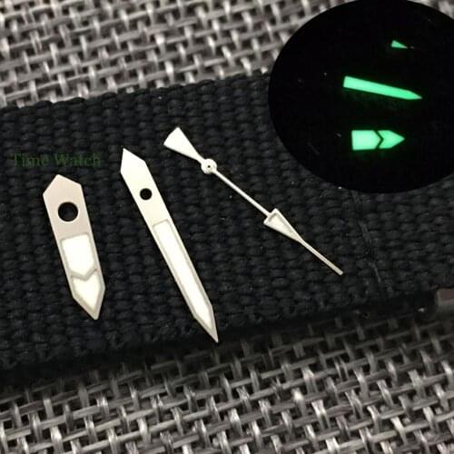 New Arrival NH35 NH36 Model Silver Watch Hands Spare Parts For 7s26 4r35 7009 Green Lume Watch Replacements