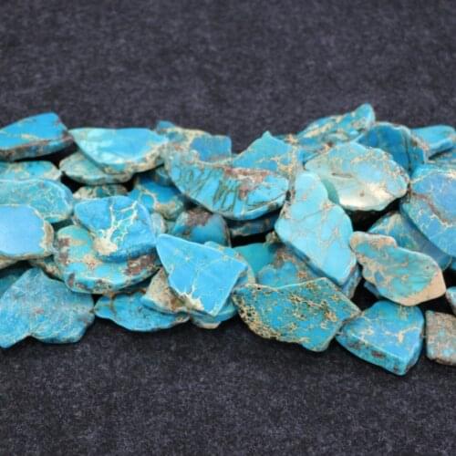 Gems Stone Blue Sea Sediment Imperial Necklace Pendant, Smooth Slacb Slice Loose Beads Imperial Beads For Jewelry Making