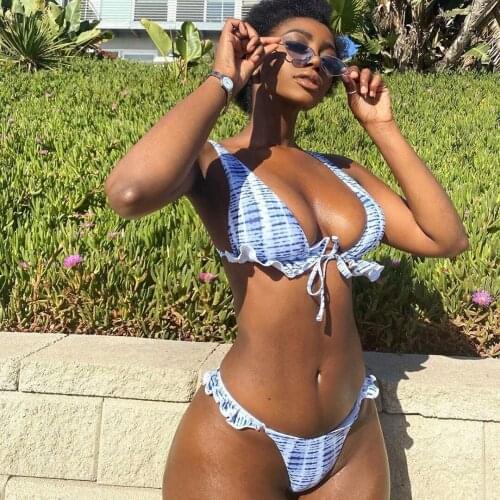 Sexy Women Sleeveless Swimwear Classic Lace-up Bikini Sets Bare Midriff Bodysuit Three Point Backless Swimsuit Beachwear