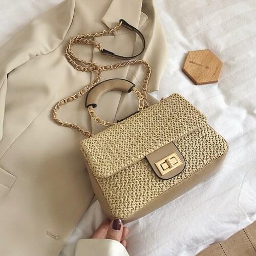 Bali Bag Hand Woven Bolsa Feminina Square Bag buckle Rattan Straw Bags Satchel Wind Bohemia Beach Bolsa Wicker Bag bolso paja