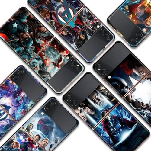 Marvel Avengers hero Shockproof Cover for Samsung Galaxy Z Flip Flip3 5G Black Phone Case Shell Hard Fundas Coque Capa