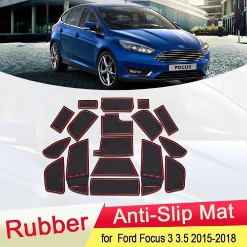 For Ford Focus 3 3.5 MK3 facelift ST RS 2015 2016 2017 2018 Rubber Anti-slip Mat Door Groove Cup Pad Gate Coaster Accessories