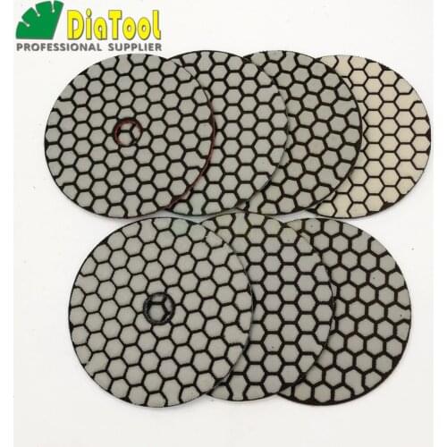 DIATOOL 7pcs/set 4inches B Dry Diamond Polishing Pads DIA 100MM Resin Bond Diamond Flexible Diamond sanding disc