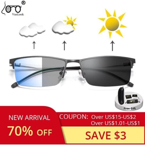 Blue light Blocking Computer Glasses For Men Myopia Photochromic Sunglasses Screwless Eyewear-0.50-4.25-4.75-5.25-5.75-6.00
