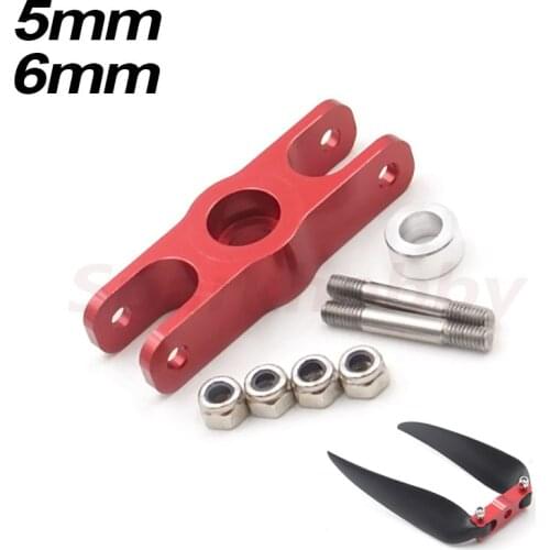 1/2PC5MM 6MM Folding Propeller Clip Adapter Clamp Metal Red 3mm Aperature Props for RC Airplane Drone Fixed-wing Accessories DIY