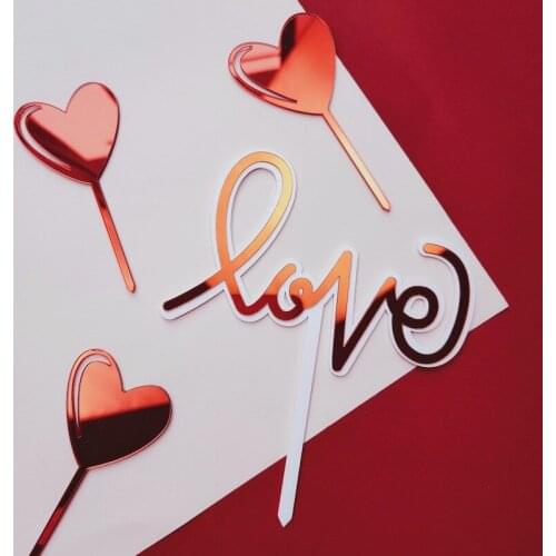 Wedding Cake Topper Love Hearts Cake Topper Anniversary Valentines Day Wedding Party Favors Cake Decorations Supplies