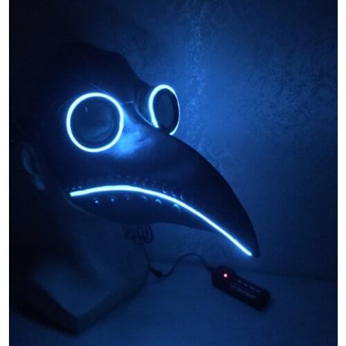 Led Plague Doctor Mask Death Latex Twinkle Steam Punks Halloween Cosplay Steampunks Flash Masks Carnival Eyewear New Arrival