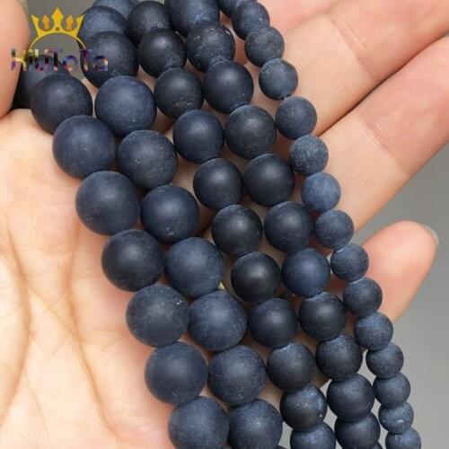 Dark Blue Round Beads Natural Loose Stone Beads For Jewelry Making DIY Bracelet Earrings Accessories 15'' Pick Size 6/8/10mm