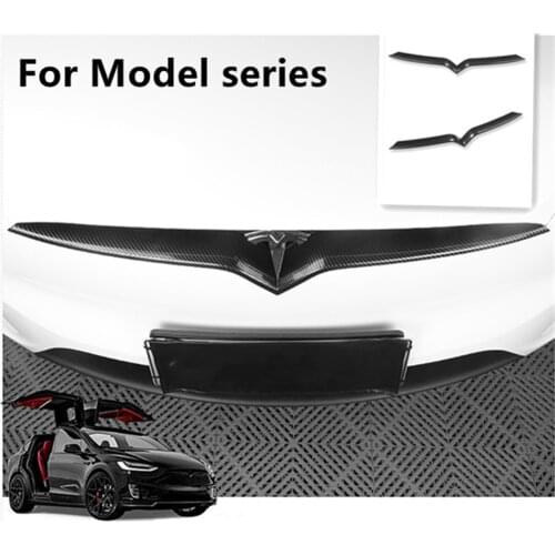 Tesla Model X / S front lip center grille trim strip frame carbon fiber center grille bright strip front cover modification
