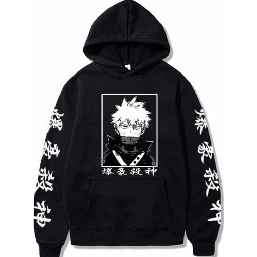Anime My Hero Academia Bakugou Hoodie Hip Hop Casual Loose Print Streetwear Unisex