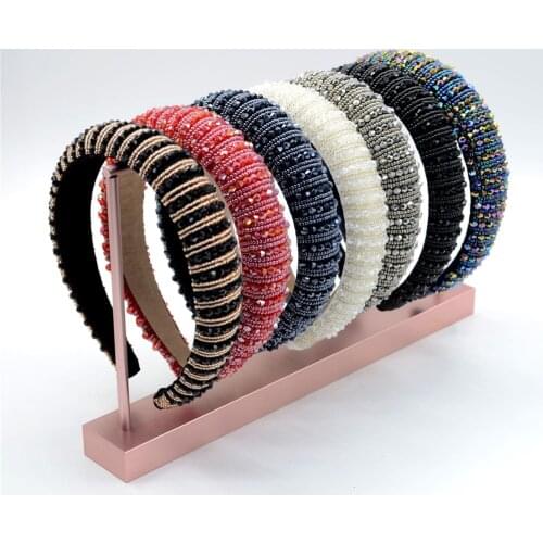 Gorgeous Baroque Full Colorful Crystal Headband for Woman Luxury Shiny Rhinestone Paded Hair Band Bridal Wedding Hair Accessory