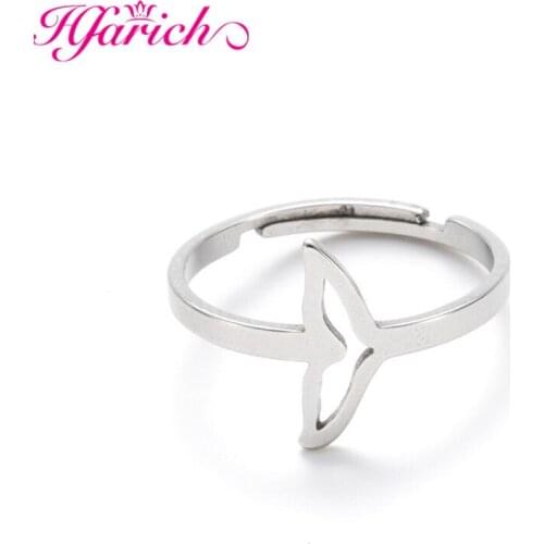 Vintage Beach Mermaids Fish Tail Adjustable Rings Bride Wedding Engagement Jewelry For Women Ladies Gold Color Lover Gifts