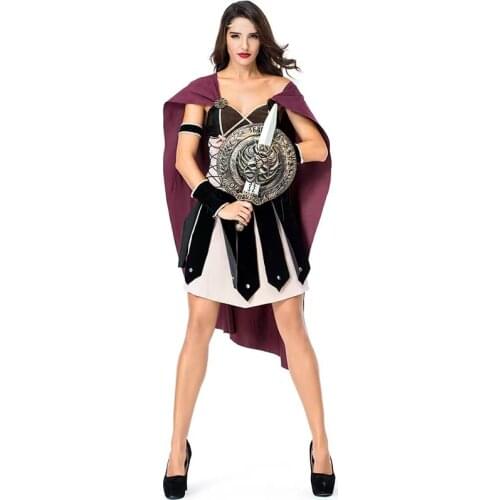 Woman Halloween Spartan Gladiator Costumes Roman Female Warrior Cosplay Carnival Purim Parade Masquerade Nightclub Party Dress
