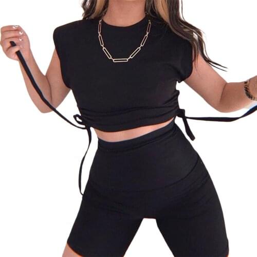 Women’s Summer Casual Short Sleeve T-shirt Fashion Solid Color Drawstring Exposed Navel Tops