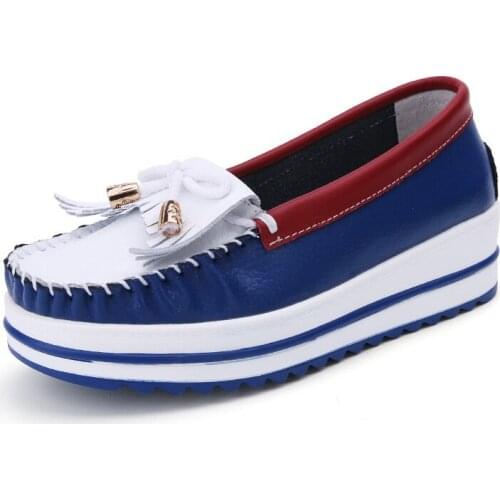 Spring New Womens Flat Shoes Leather Platform Shoes Fashion All-match Set Foot Non-slip Womens Shoes Zapatos De Mujer