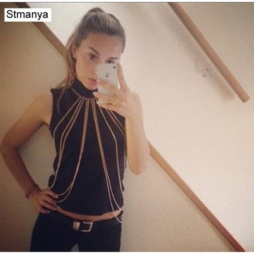 High quality Sexy body jewelry Women Party Beach Harness Necklaces Tassel Alloy Belly Waist Necklace Female Jewelry B1067