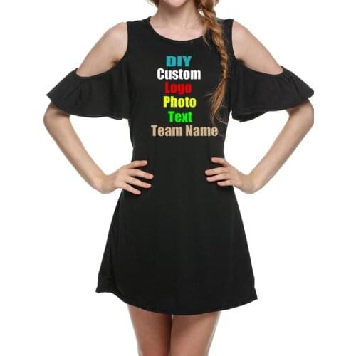 Sey Off Shoulder Ruffles Sleeve Women Dress Custom Logo Photo Text Printed Team Lady Elegant Party dancing vestidos dress Robes