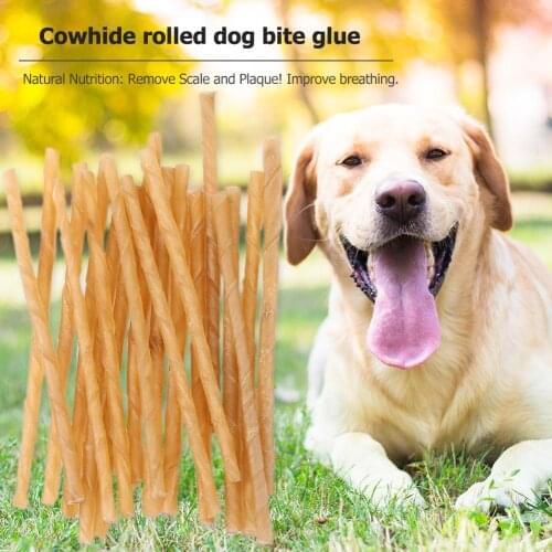 20pcs Dog Chew Bite Toys Natural Cowhide Roll Molar Stick Puppy Safety Cleaning Teeth Pet Supplies Dog Toys Dog Molars
