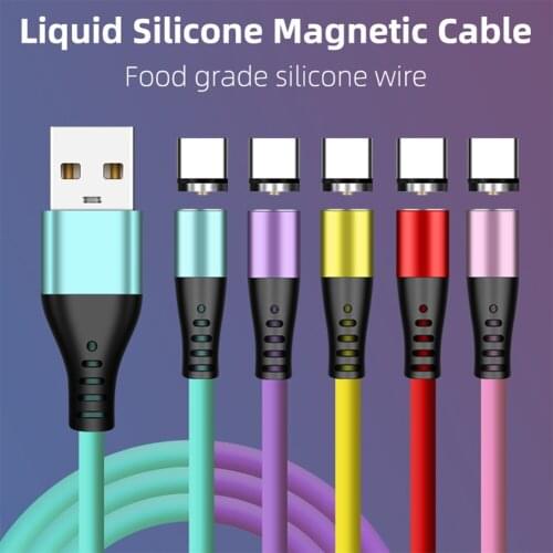 Liquid Soft Silicone Magnetic Cable for Micro USB Type C Fast Charging Data Cord Mobile Phone Cable For Huawei Xiaomi Samsung