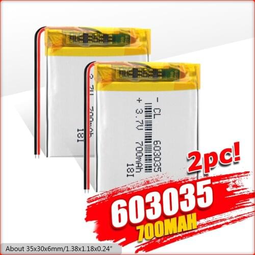 1/2/4pcs High Quality 603035 Rechargeable Li-ion Polymer Lithiumion Battery 3.7 V Lithium Batteries For Gps Mp3 Mp4 Speaker PSP