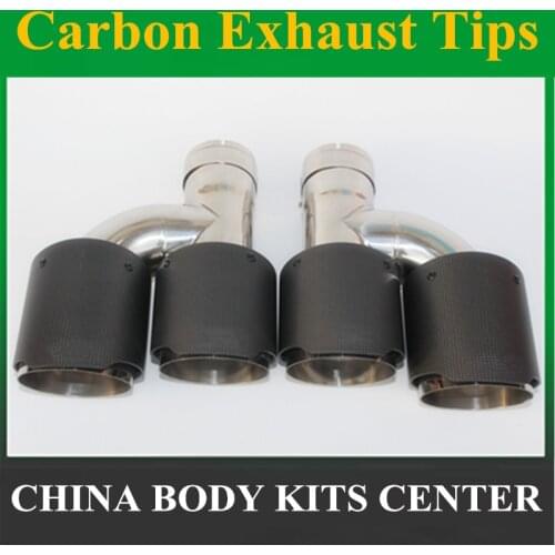 1 Pair Car Modification with logo Universal Dual H Style Automobile exhaust pipe Muffler tip for BM 3 Series For AK Akrapovic
