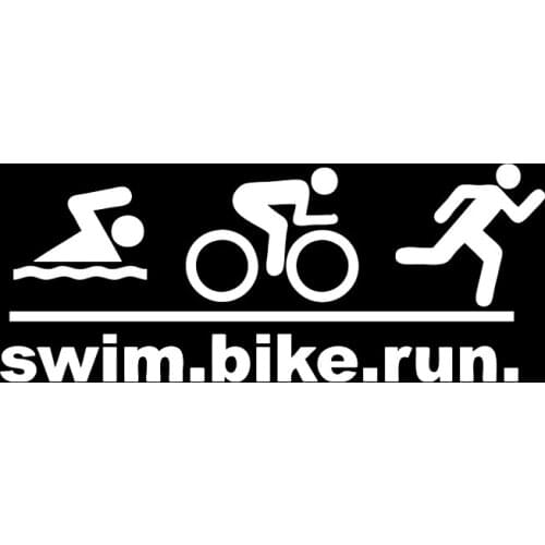 17.8*7.1CM Triathlon Swim Bike Run And Sports Decor Car Sticker Vinyl Accessories Black Silver C12-0628