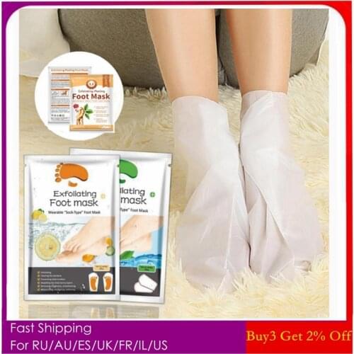 2pcs/Set Foot Exfoliating Foot Mask Remove Dead Skin Cuticle Pedicure Socks Lemon Aloe Vera Exfoliating Renewal Pedicure Mask