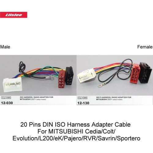 20 Pins DIN ISO Harness Adapter Cable For MITSUBISHI Cedia/Colt/Evolution/L200/eK/Pajero/RVR/Savrin/Sportero