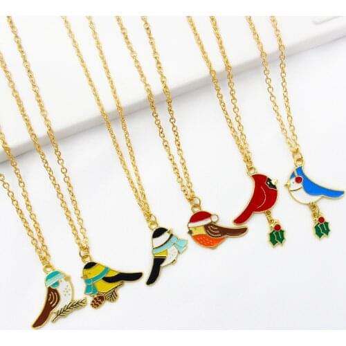 6 Styles Color birds Pendant Necklace Lovely animals bird Sparrow swallow Necklace Girl woman Party Jewelry