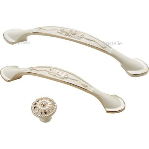 Bronze Ivory White Closet Dresser Handle European Fashion Cabinet Cupboard Pulls Kitchen Drawer Hardwares Zinc Alloy