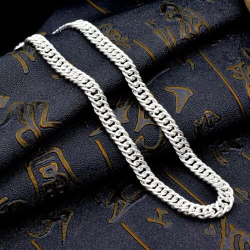 SA SILVERAGE Whip Chain 990 Silver Necklace Mens Childrens Baby Silver Chain Wide Mens Chain Ladys Chain Silver 990 Necklace