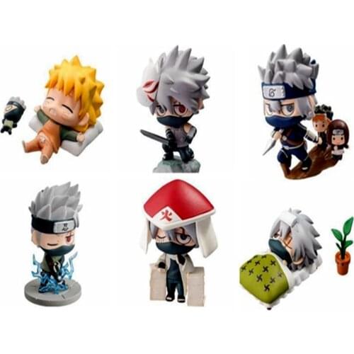 1 pcs Anime Kakashi Action Figures Statue 6 Kinds Of Cute Ninja Hatake Kakashi PVC Model Collection Kid Gift Toy