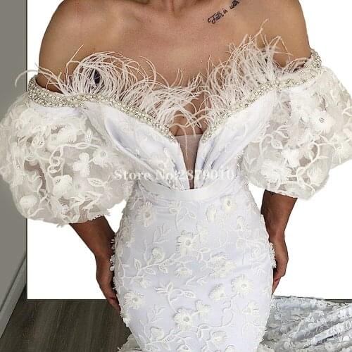 Elegant White Mermaid Evening Dress Floor-Length Prom Dress Robe De Soiree Aibye Middle East Vestido de festa Dubai Formal Dress