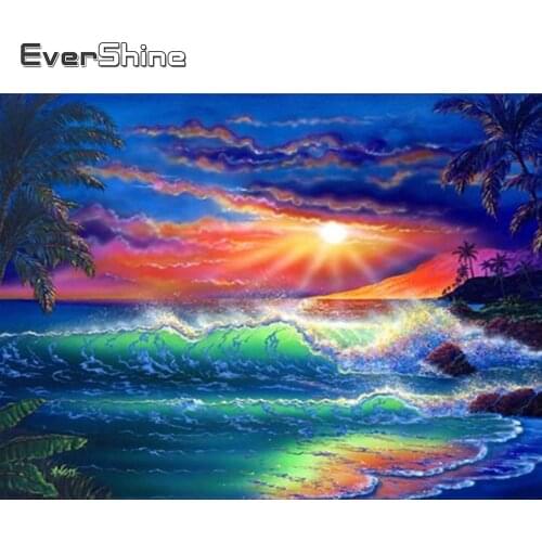 Evershine Diamond Painting Landscape Sea Full Drill Square Diamond Mosaic Scenery Diamond Embroidery Cross Stitch Kit Rhinestone
