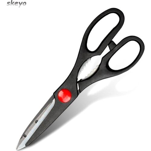 Functional Stainless Steel Kitchen Scissors Domestic Chicken Bone Chicken Fin Shark Bone Walnut Clip Black Kitchen Scissors