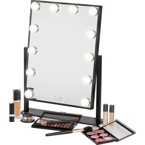 Hollywood Mirror 12x3W Dimmable LED lights Touch Vanity Makeup Mirror with Lights Tabletop Lighted Cosmetic Mirror 35cmX50cm