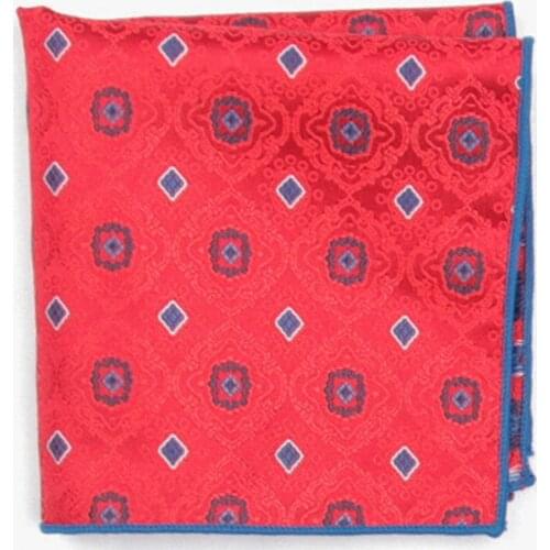 Red color patterned pocket square with patterns handkerchief