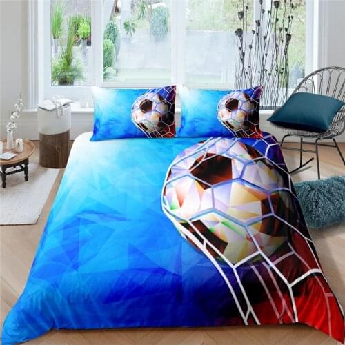 Luxury 3D Green Boys Football Print 2/3Pcs Kid Bedding Set Soccer Ball Duvet Cover Pillowcase Home Textile Queen and King Size