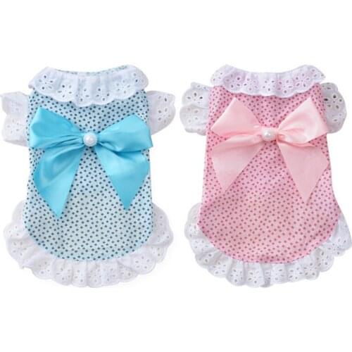 Summer Pet Clothes Dot Pet Dress For Puppy Dogs Princess Dog Wedding Dress up Skirt Clothing Pet Chihuahau Pug Dress Pet Apparel