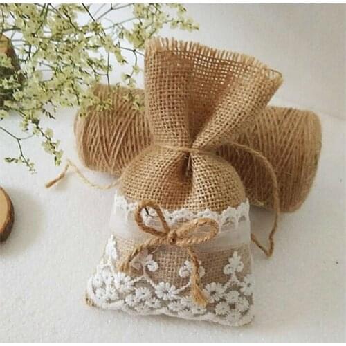 50 Burlap Bags Natural Jute Burlap Sack Favor Bag baby Shower rustic Weddings Receptions fa 10x 16cm mariage Favor Jewelry Pouch