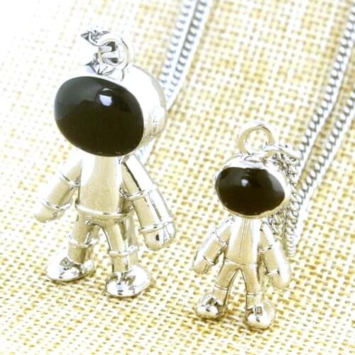 NAPOLN Universe Space Astronaut Robot Pendant Stainless Steel Necklace For Men Women Girls Hip Hop Party Jewelry Gift