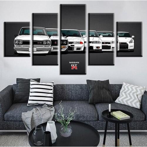 Wall Art Modular Pictures Posters Canvas Printed Nissan Gtr Car Painting Modern Home Decoration Fashion Living Room Framework